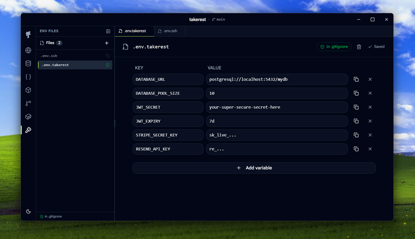 .env Manager in TakeRest