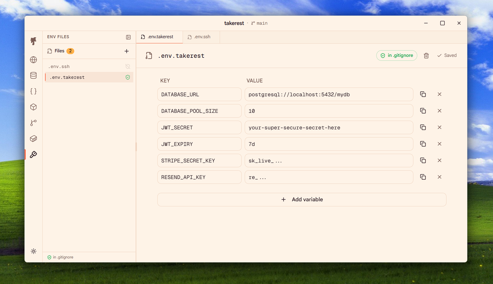 .env Manager in TakeRest